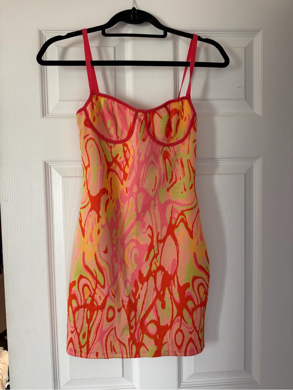 Zara Pink, Orange & Yellow Abstract Print Mini Dress
